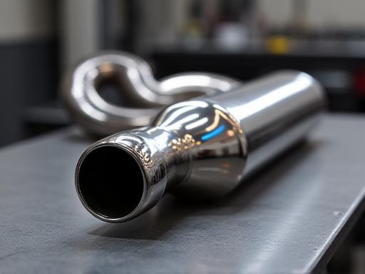 Custom titanium exhaust tips on a workbench